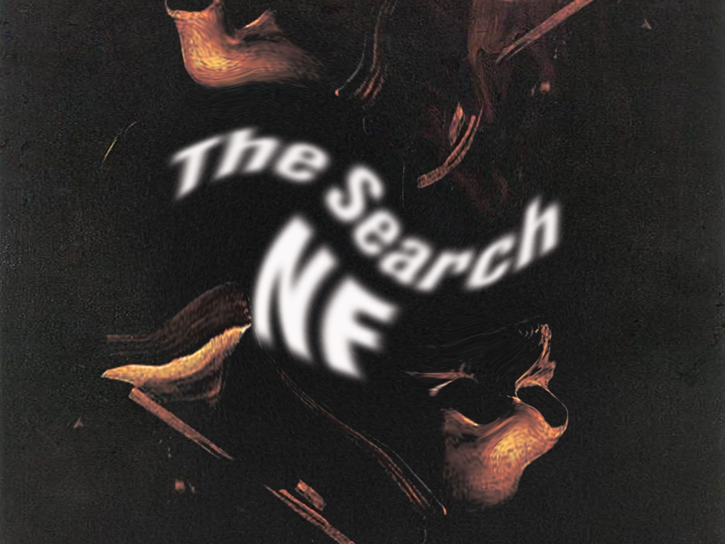 Spotify cover for The Search by NF: the title in warped white type over a dark, sculpted figure.