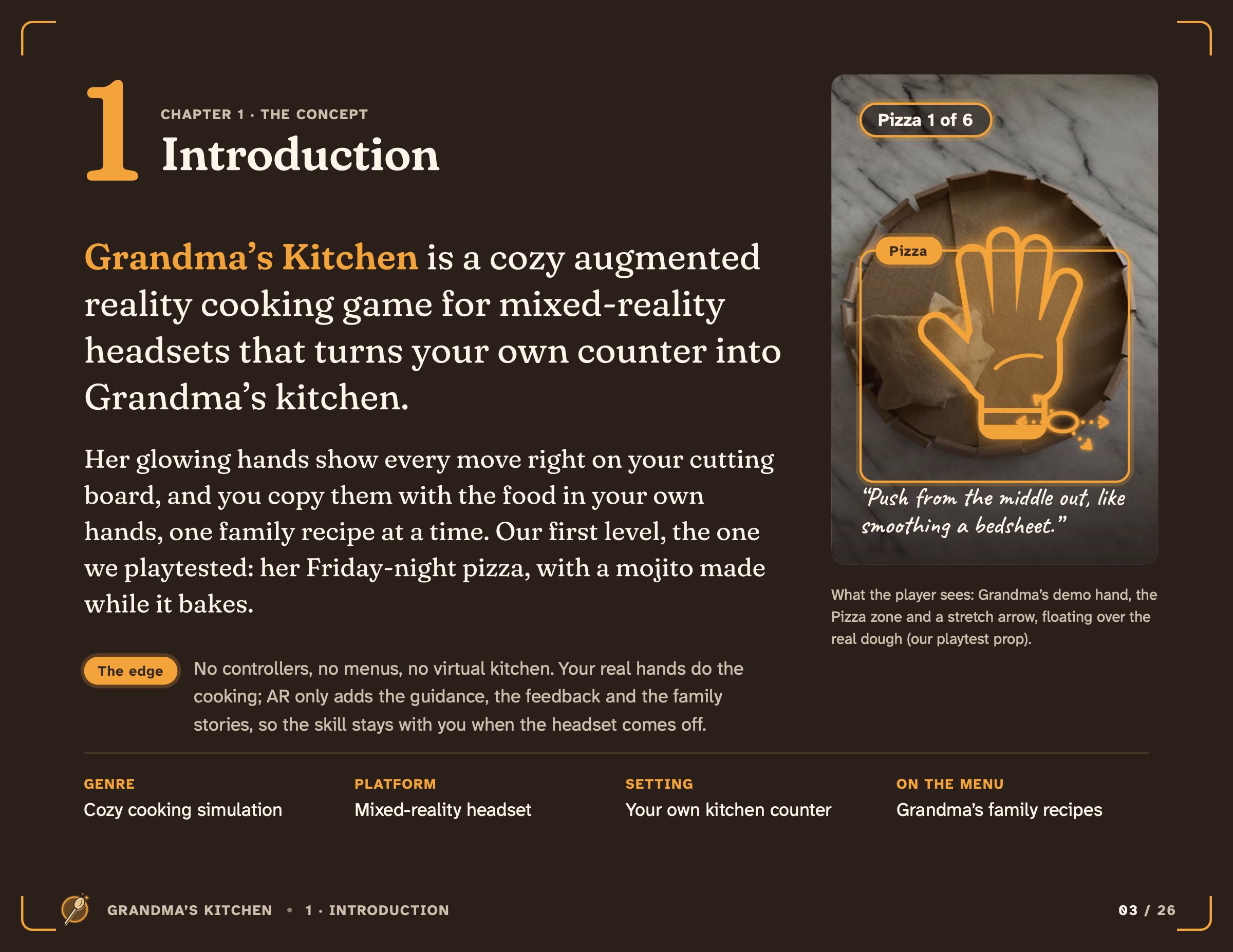 Introduction: Grandma's Kitchen is a cozy AR cooking game that turns your own counter into Grandma's kitchen.